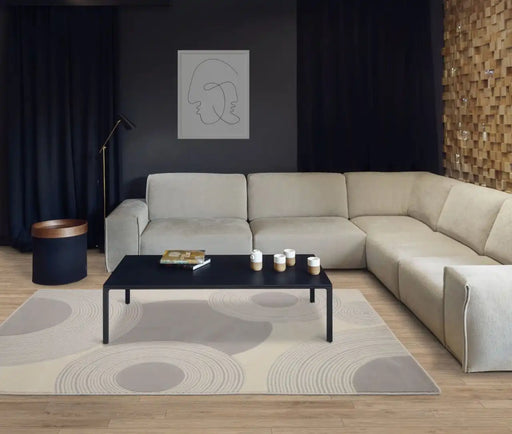Agnella galaxy wool koren white Grey, Cream Living Room Natural Fibre Rug.