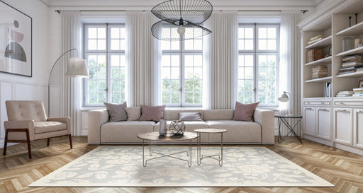 Agnella galaxy wool safin white Grey, Cream Living Room Natural Fibre Rug.