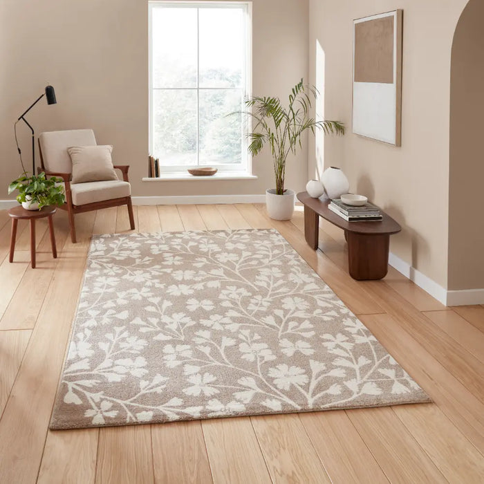Grace Line Rug Catherine Lansfield Grace Floral Rug Beige Rug — RugsDirect Online