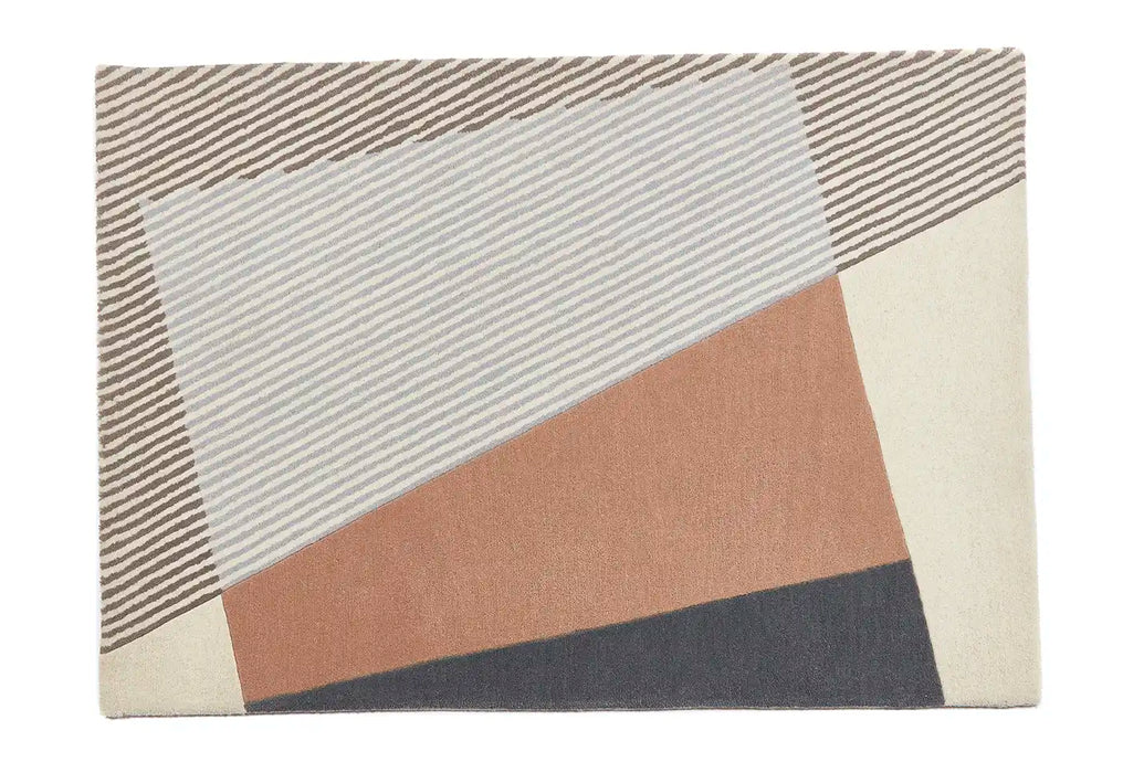 Origins bauhaus graphic 4 Ivory, Multicoloured Living Room Wool Rug.