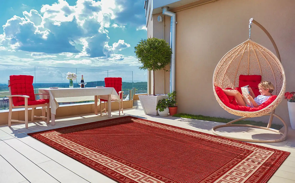 Oriental Weavers greek key flatweave red Red Outdoor  Flat Weave Rug.