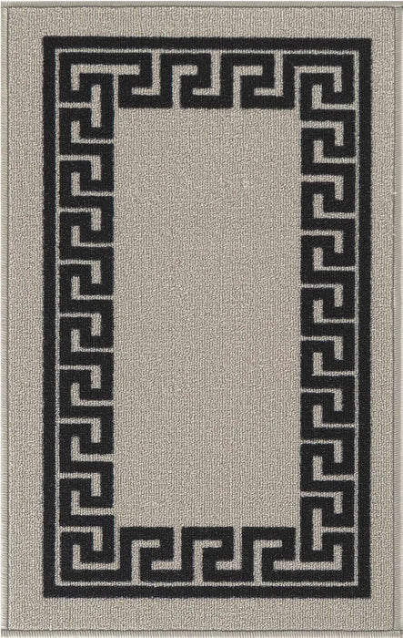 Serdim Rugs gel back 413 grey Grey Living Room Geometric Rug.