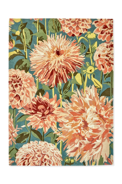 Harlequin harlequin dahlia coral wilderness Green, Multicoloured, Orange Living Room Wool Rug.