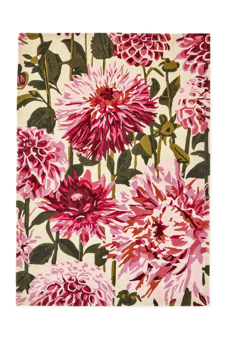 Harlequin harlequin dahlia fuchsia palm Multicoloured, Pink Living Room Wool Rug.
