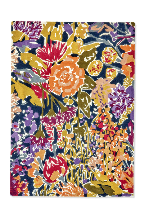 Harlequin harlequin sanguine aubergine palm apricot indigo 143205 Multicoloured Living Room Wool Rug.