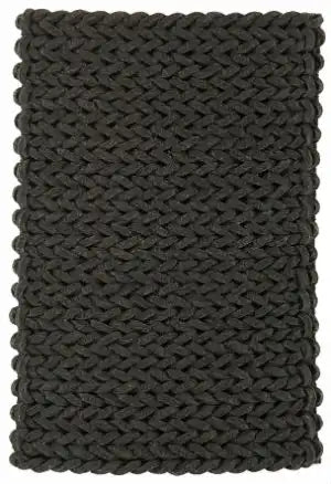 Asiatic helix charcoal Black Living Room Wool Rug.
