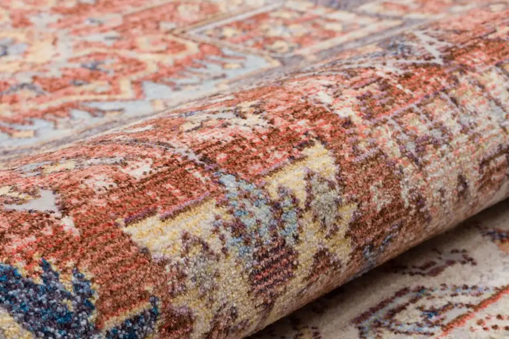 Concept Looms heritage concept looms hrtg105 rust blue Blue, Orange Living Room Moroccan Rug.