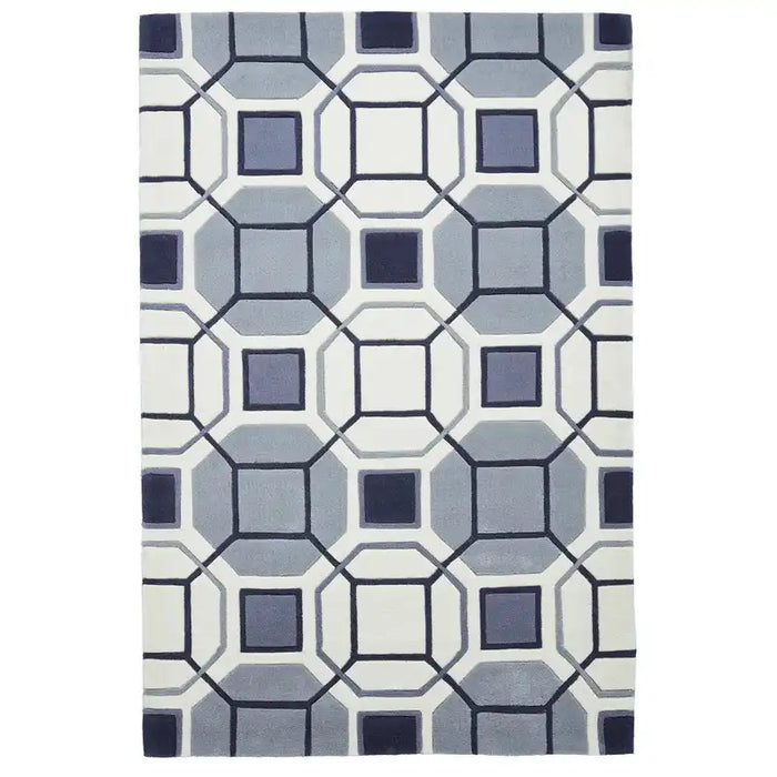 Think Rugs hk 9238 ivory grey Grey, Ivory Living Room Geometric Rug.