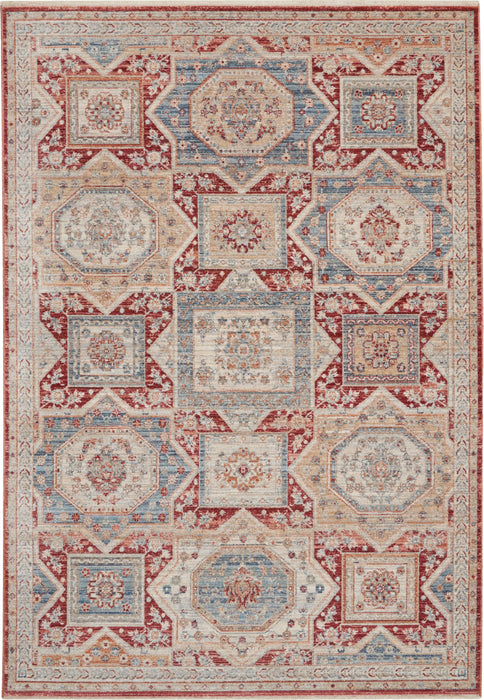 Nourison Delivered in 6 weeks   USA homestead hms02 blue brick Blue, Multicoloured, Orange Living Room  Rug.