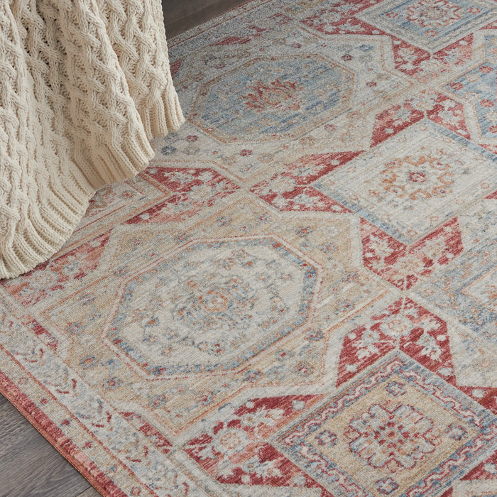 Nourison Delivered in 6 weeks   USA homestead hms02 blue brick Blue, Multicoloured, Orange Living Room  Rug.
