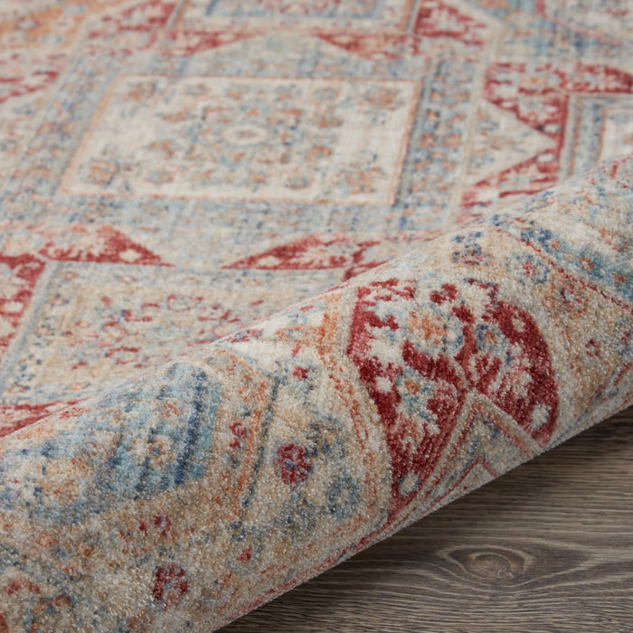 Nourison Delivered in 6 weeks   USA homestead hms02 blue brick Blue, Multicoloured, Orange Living Room  Rug.