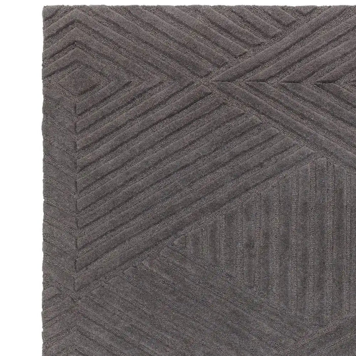 Asiatic hague charcoal Grey Living Room Wool Rug.