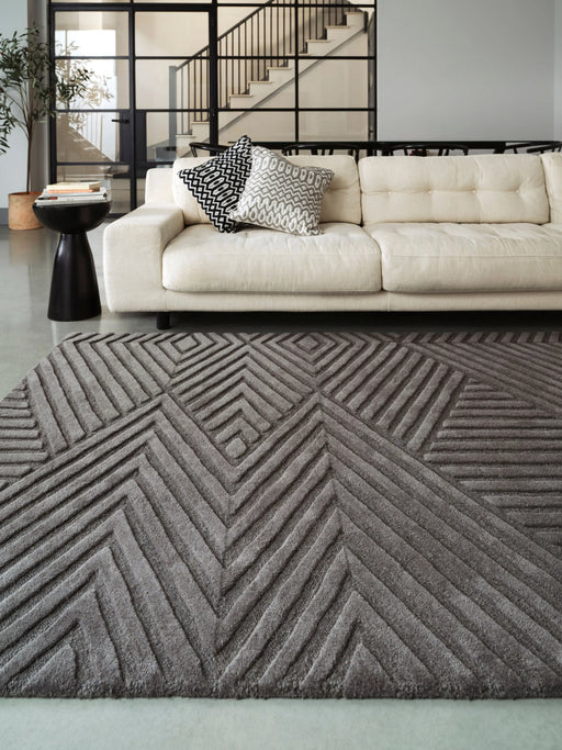 Asiatic hague charcoal Grey Living Room Wool Rug.