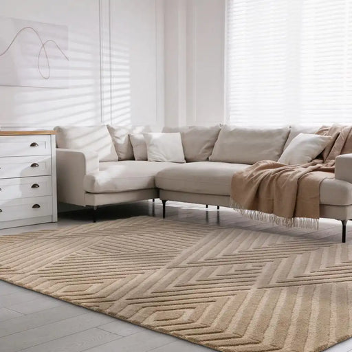 Asiatic hague taupe Beige Living Room Wool Rug.