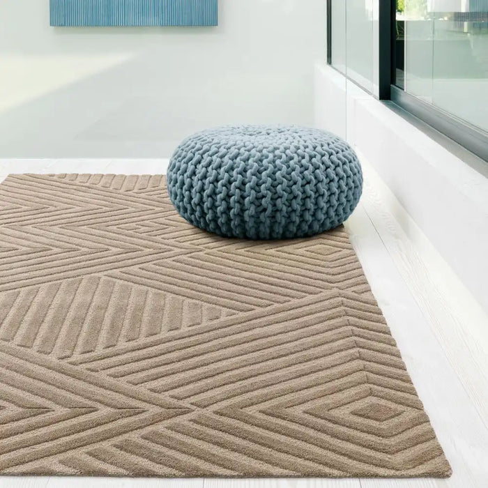 Asiatic hague taupe Beige Living Room Wool Rug.