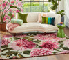 Harlequin harlequin dahlia fuchsia palm Multicoloured, Pink Living Room Wool Rug.