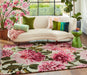 Harlequin harlequin dahlia fuchsia palm Multicoloured, Pink Living Room Wool Rug.