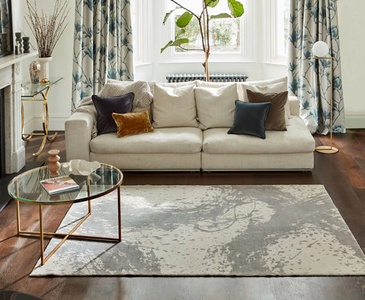 Harlequin harlequin enigmatic pewter awakening Green, Cream Living Room Wool Rug.