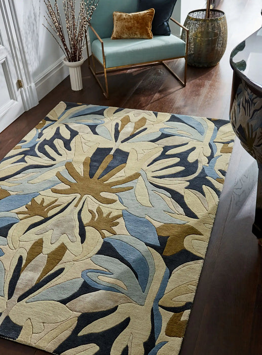 Harlequin harlequin melora hempseed exhale gold Beige, Multicoloured Living Room Wool Rug.