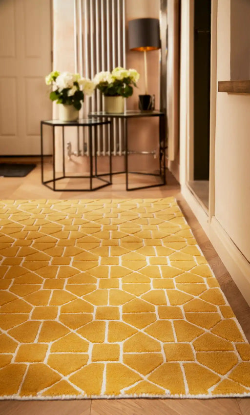 Origins harmony ochre Yellow Living Room Wool Rug.