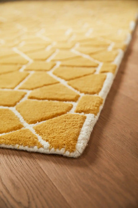Origins harmony ochre Yellow Living Room Wool Rug.