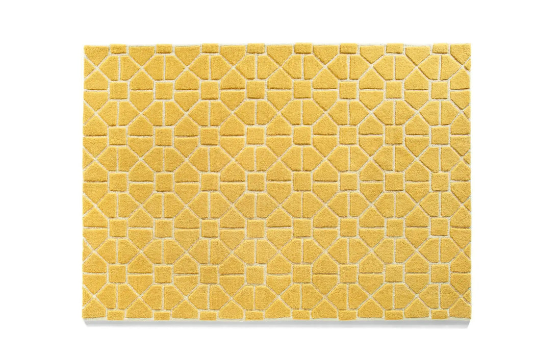 Origins harmony ochre Yellow Living Room Wool Rug.