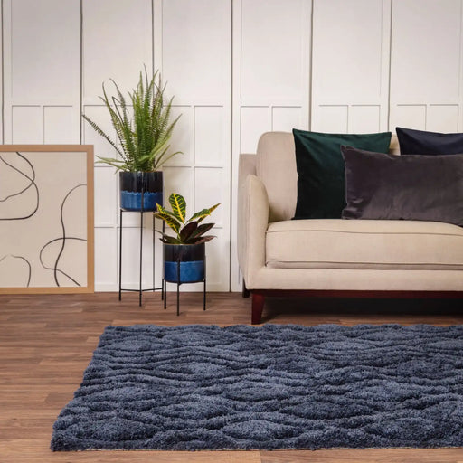Asiatic harrison navy Blue, Navy Living Room Geometric Rug.