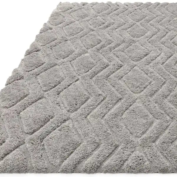 Asiatic harrison silver Grey Living Room Geometric Rug.