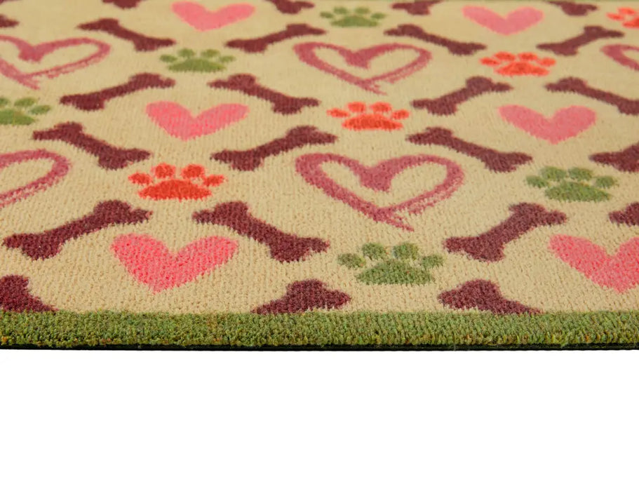 Hug Rug Multi Hug Rug Washable Hearts & Bones Multi Beige Rug — RugsDirect Online