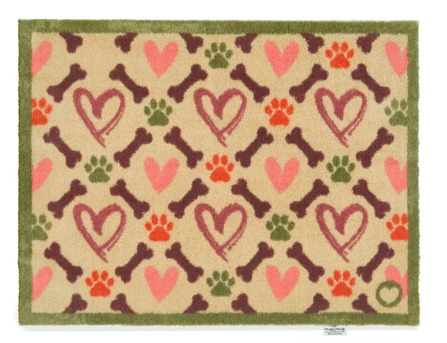 Heart Runner Rug Hug Rug Washable Hearts & Bones Multi Beige Rug — RugsDirect Online