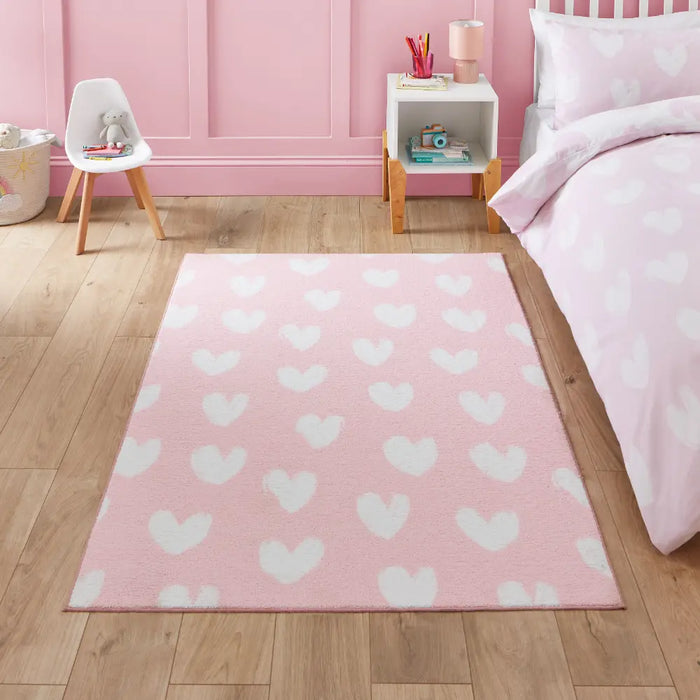 Catherine Lansfield Hearts Pink - Washable