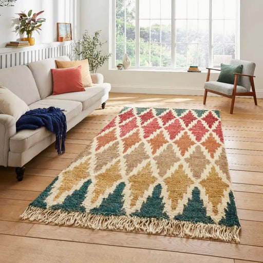 Think Rugs hemp 21470 multi Multicoloured Living Room  Rug.