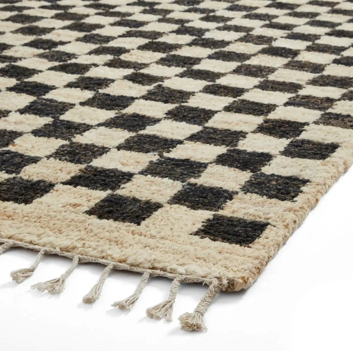 Think Rugs hemp 26588 multi Black, Ivory Living Room  Rug.