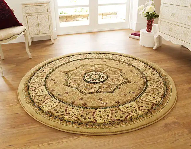 Think Rugs heritage 4400 beige Beige Living Room  Rug.