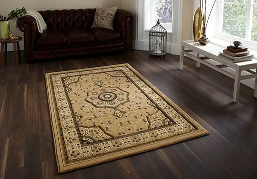 Think Rugs heritage 4400 beige Beige Living Room  Rug.