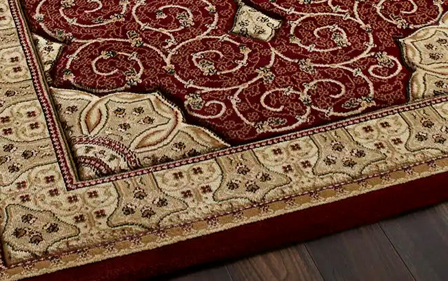Think Rugs heritage 4400 red Beige, Red Living Room  Rug.