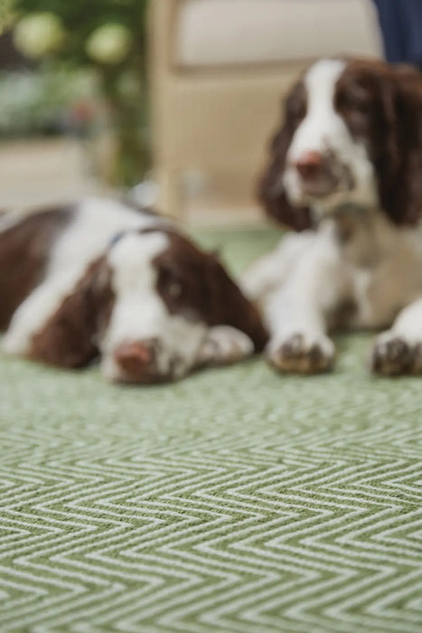 Hug Woven Herringbone Green Rug