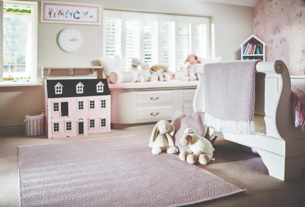 Hug Woven Herringbone Pink Rug