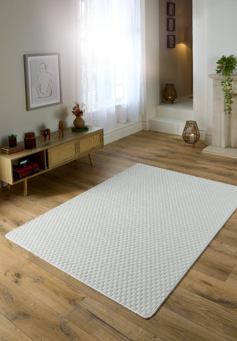 My Sculptured Washable Honeycomb Ivory Ivory Rug — RugsDirect Online