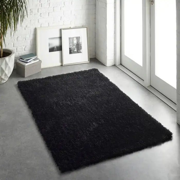 Origins chicago black Black Living Room Shaggy Rug.