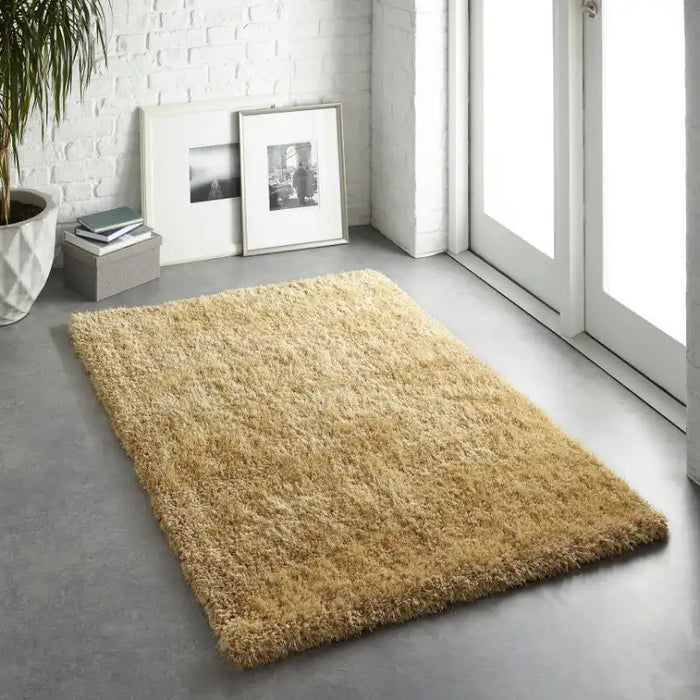 Origins chicago ochre Yellow Living Room Shaggy Rug.