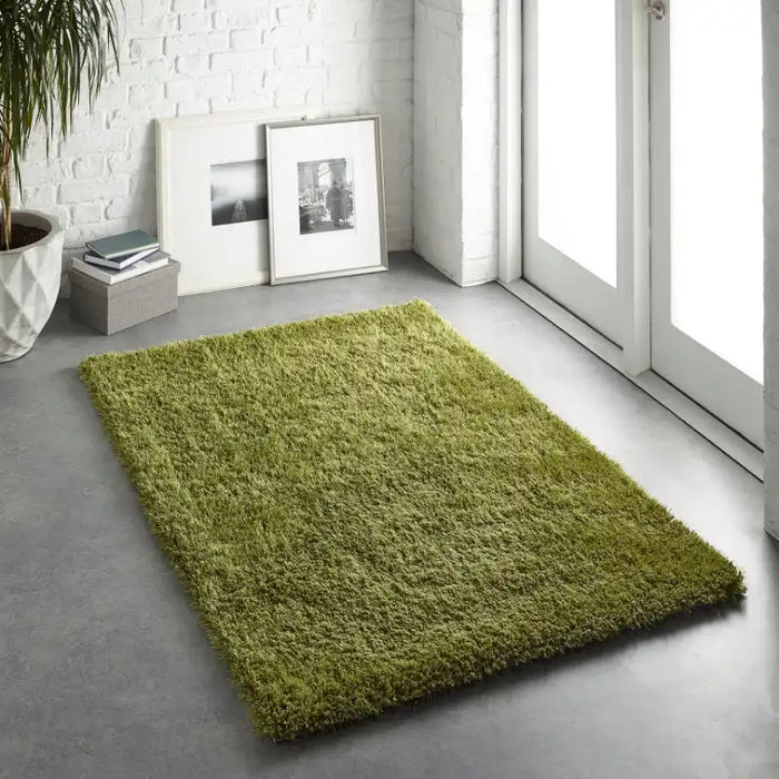 Origins chicago olive Green Living Room Shaggy Rug.