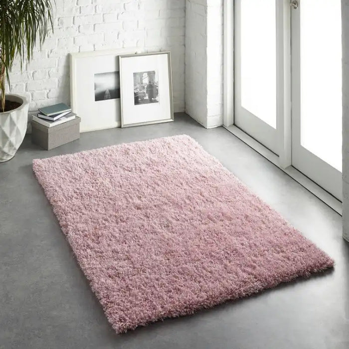 Origins chicago rose Pink Living Room Shaggy Rug.