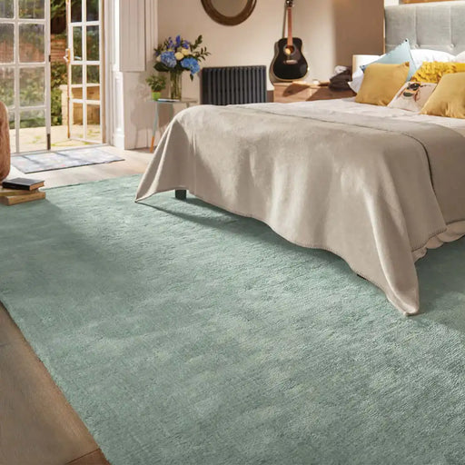 Rug Guru hush aqua Blue Living Room Wool Rug.