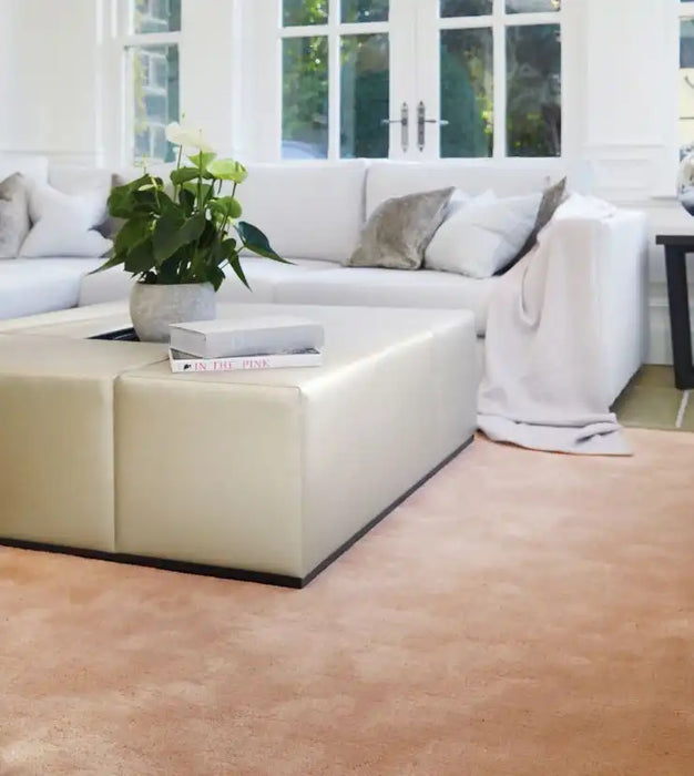 Rug Guru hush blush Pink Living Room Wool Rug.