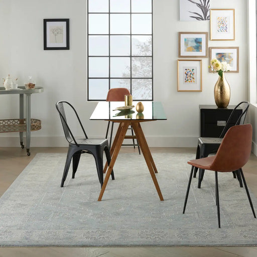 Nourison infinite ift02 blue Blue Living Room Moroccan Rug.