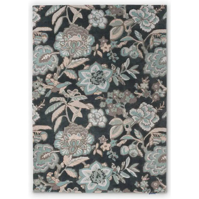 Sanderson sanderson indra charcoal 145804 Grey Living Room Wool Rug.