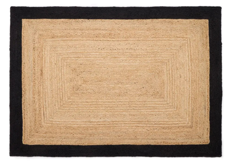 Bordered Jute Rug Jute Border Black Beige Rug — RugsDirect Online