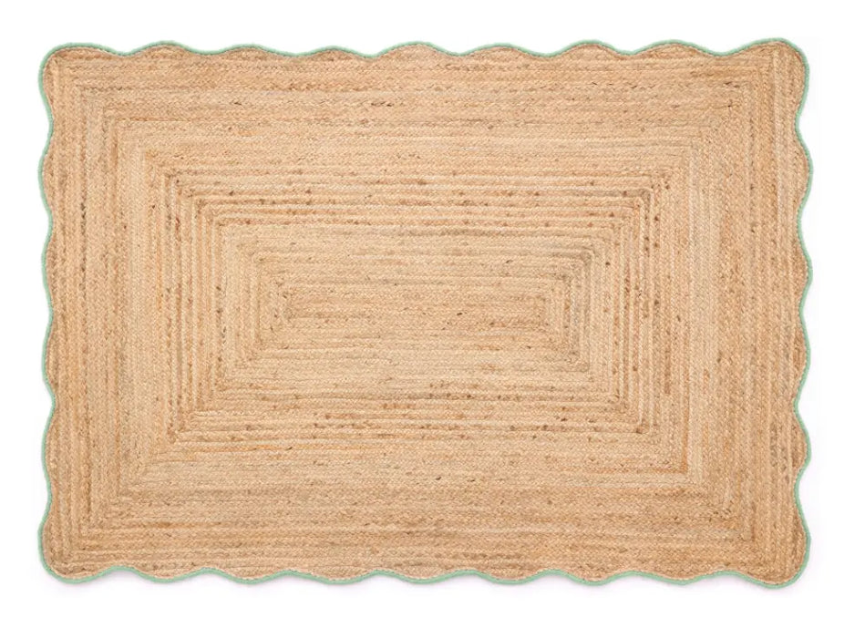 Jute Scalloped Edge Green