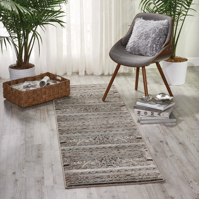 Nourison karma nourison krm03 stone Grey Living Room  Rug.